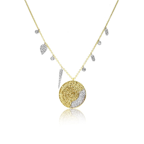 Diamond Coin Necklace with Diamond Charms