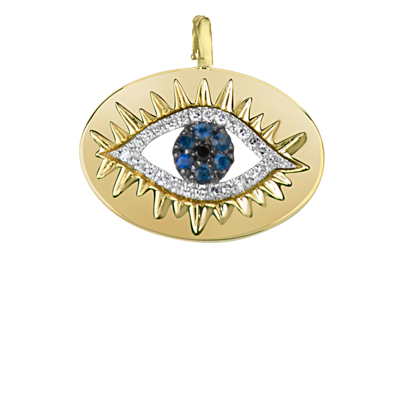 Yellow Gold Evil Eye Center