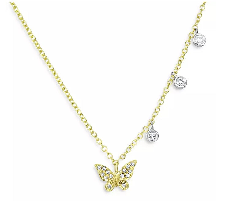 Dainty Diamond Butterfly Necklace