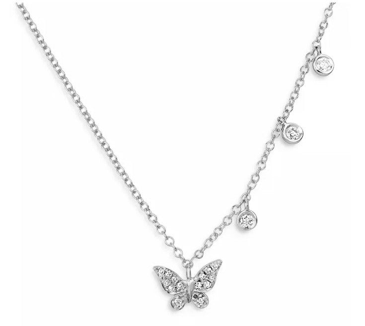 Dainty Diamond Butterfly Necklace