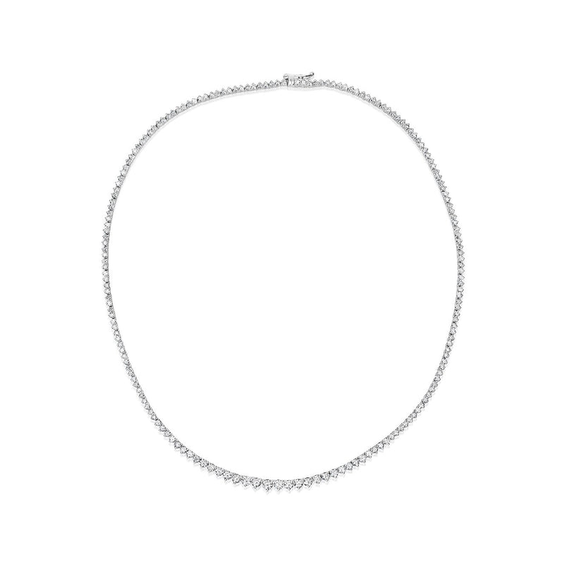 Three prong diamond tennis necklace