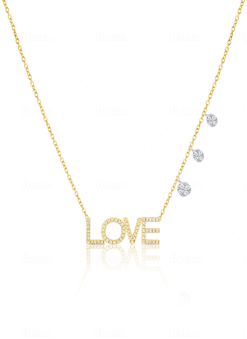 Diamond Love and Bezel Necklace