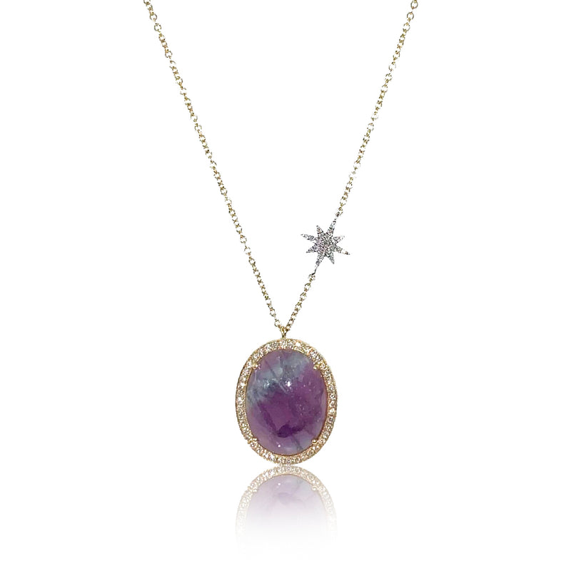 Fluorite Pendant Necklace Yellow Gold