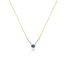 Dainty Blue Topaz Diamond Halo Necklace