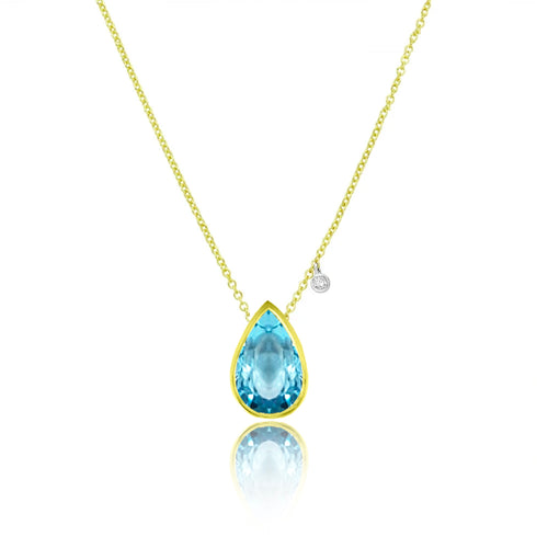 Blue Topaz Colored Pear Shaped Necklace