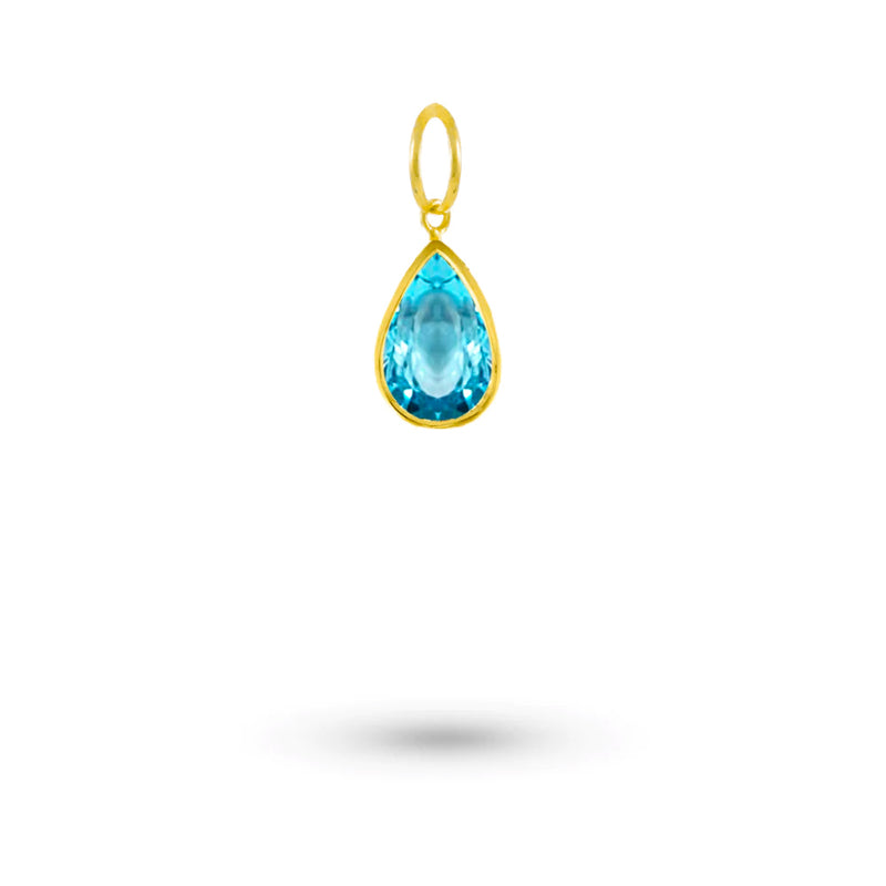 Yellow Gold Blue Topaz Charm