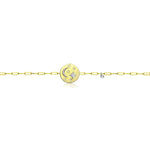 Celestial Medal Paperclip Bracelet Silver and Diamonds