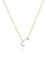 Dainty Diamond Moon and Starburst Necklace