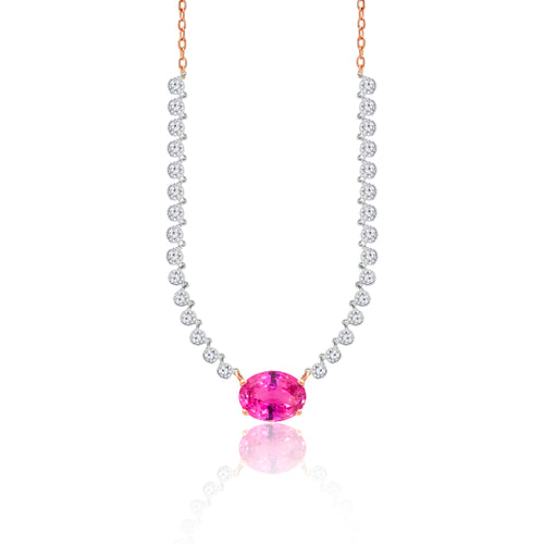 Pink Sapphire and Diamond Necklace