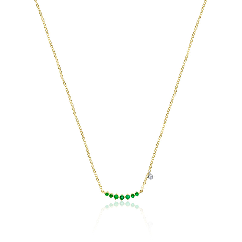Dainty Emerald and Bezel Necklace