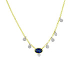 Dainty Blue Sapphire and Diamond Necklace