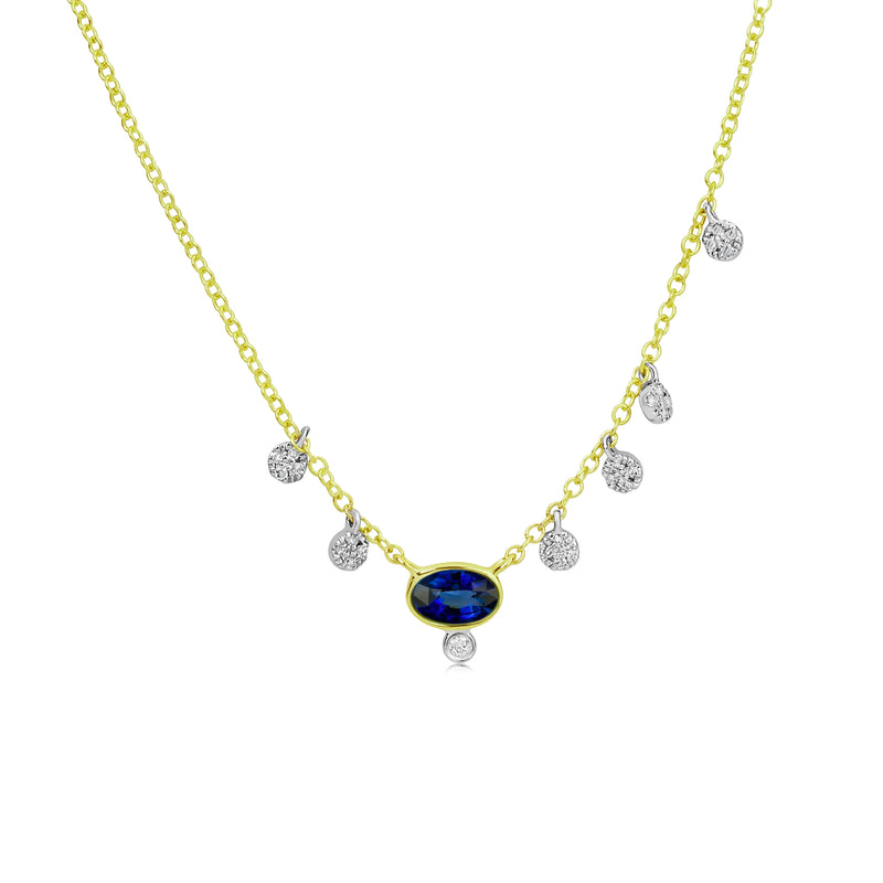 Dainty Blue Sapphire and Diamond Necklace