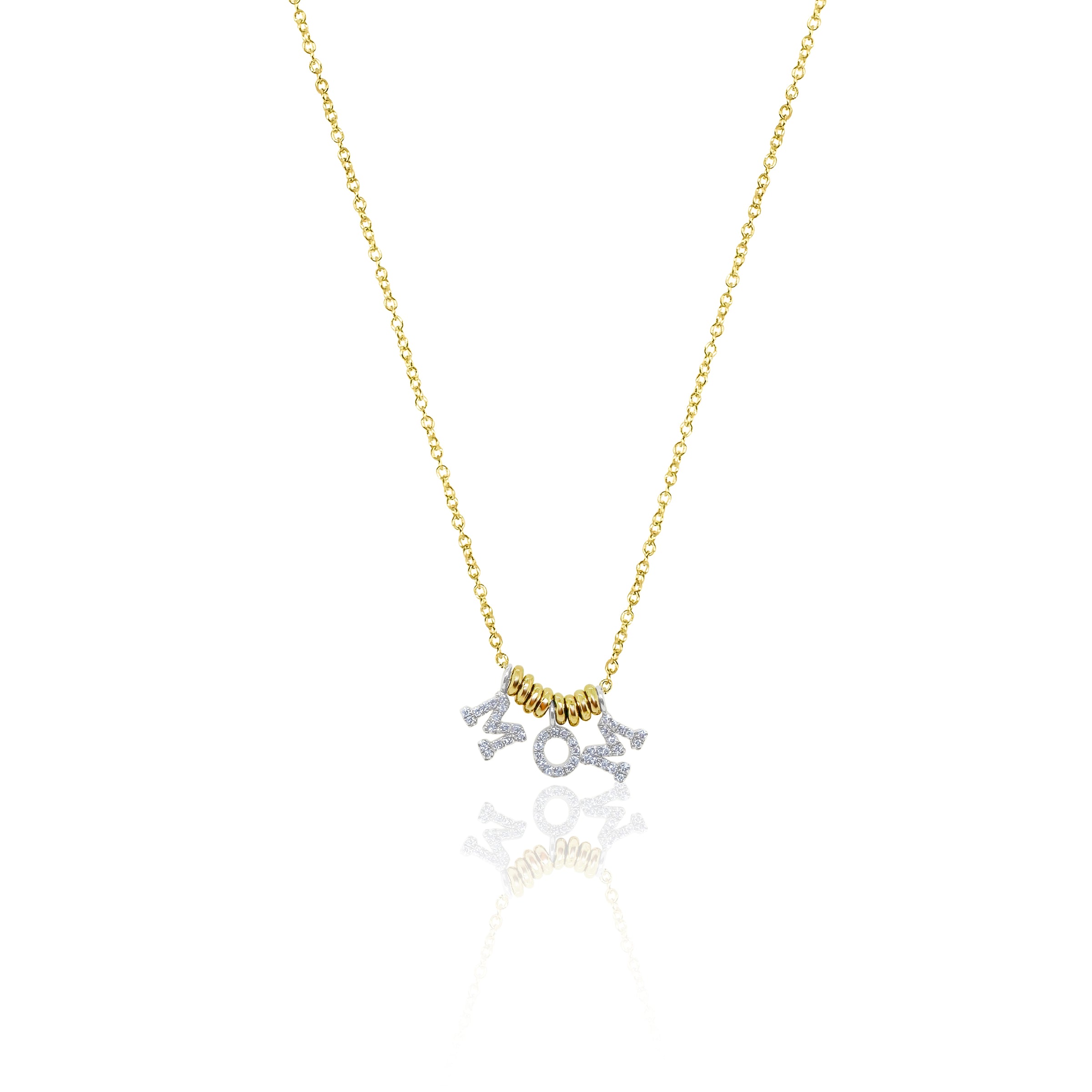 JeenMata MOM Diamond Pendant Necklace in 18K White Gold over Silver -  Walmart.com