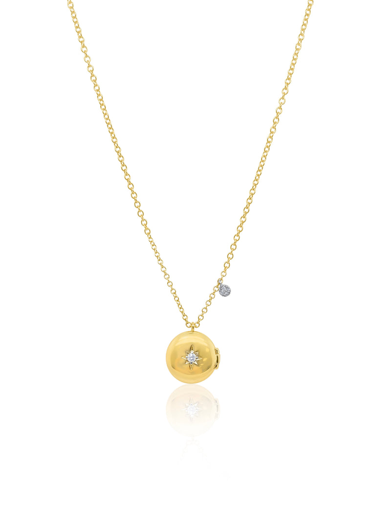Yellow Gold and Diamond Starburst Necklace Locket