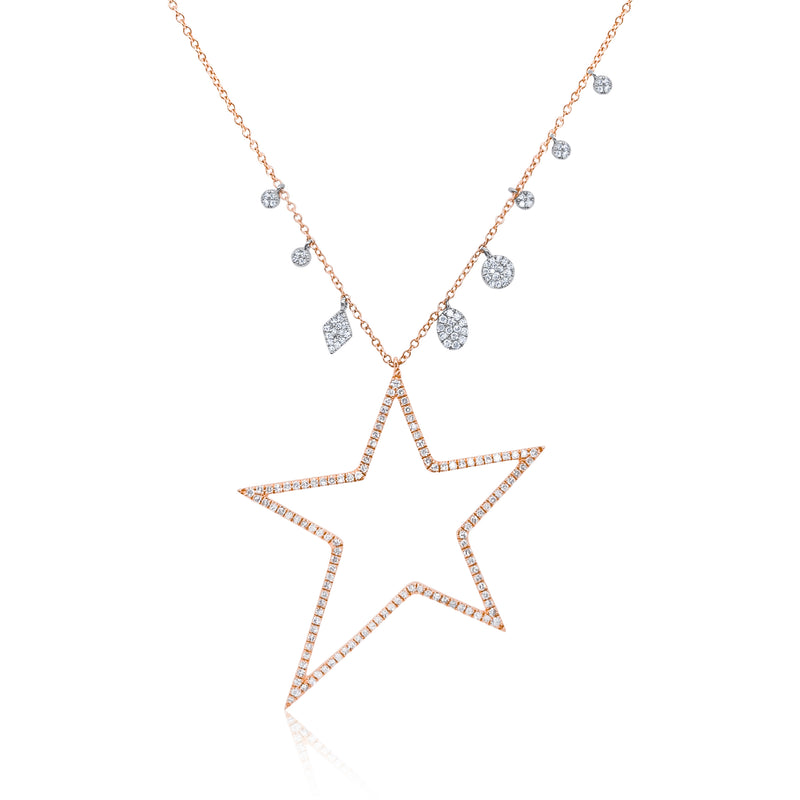 Rose Gold Diamond Star and Charms Necklace