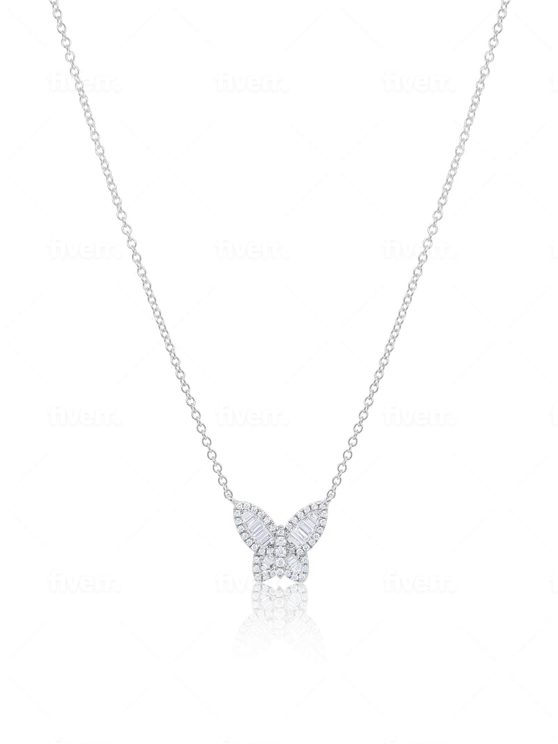 White Gold and Diamond Butterfly Necklace- ONLINE EXCLUSIVE