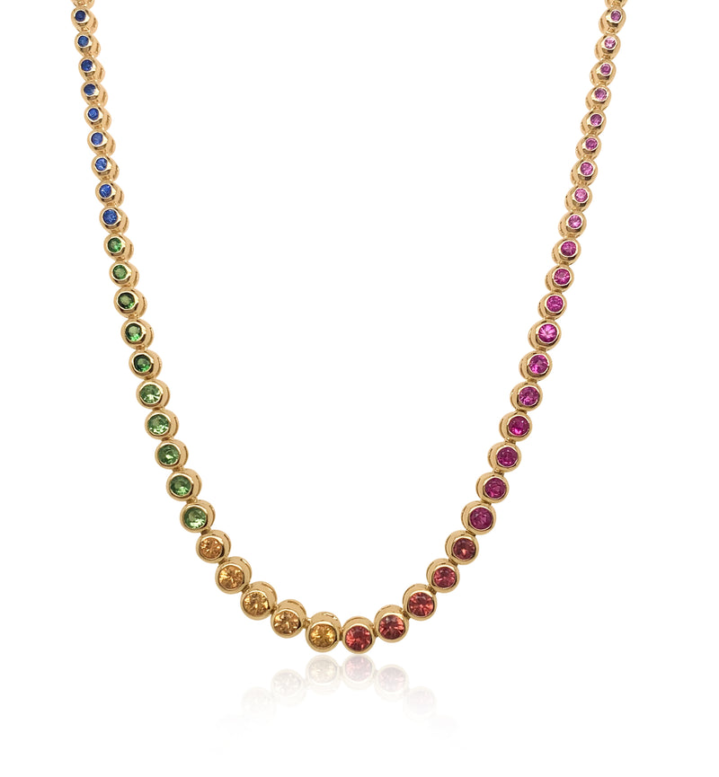 Yellow Gold Paperclip Rainbow Necklace-ONLINE EXCLUSIVE