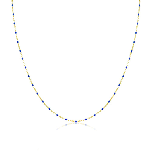 Blue Enamel Gold Necklace