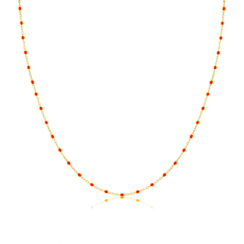 Orange Enamel Dainty Layering Chain