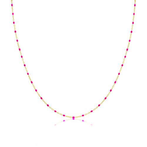 Pink Enamel Gold Necklace