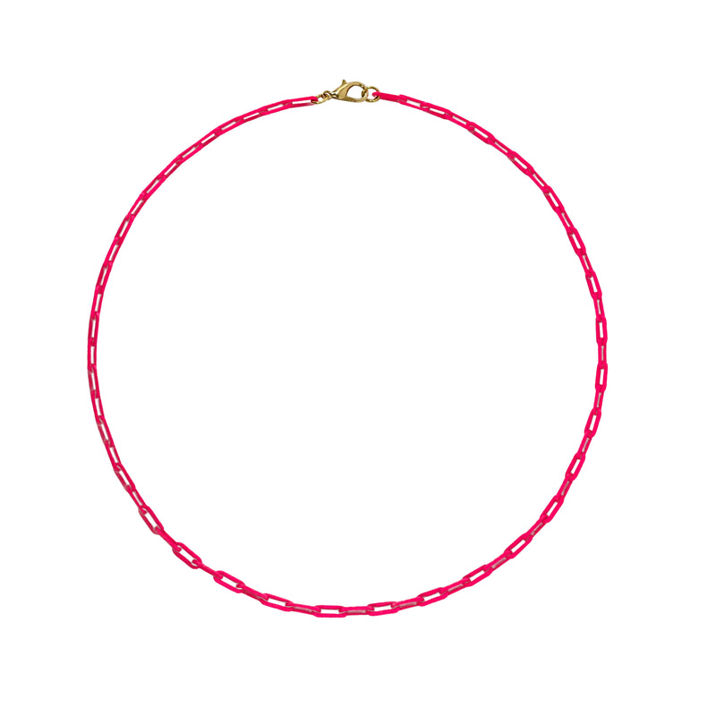 Pink Paperclip Chain Necklace