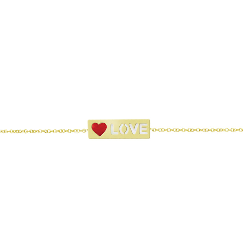 Love Plate Bracelet with Enamel and Mother of Pearl Accent