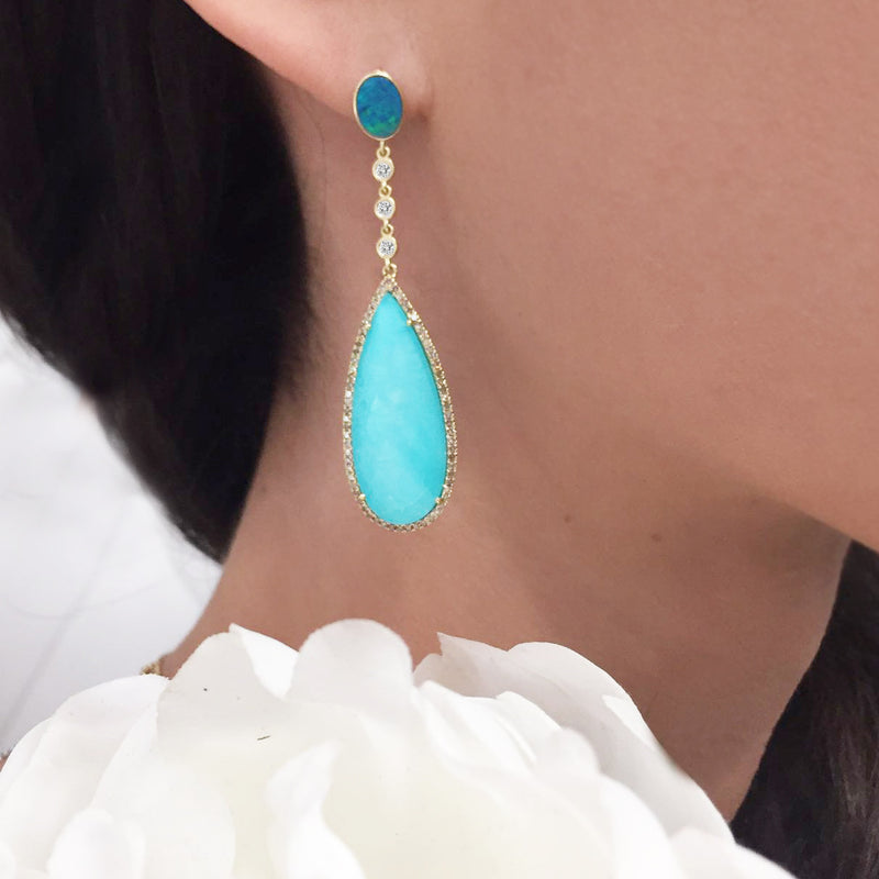 Turquoise and Opal Earring 