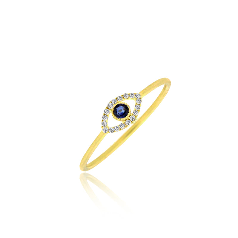 Gold and Blue Sapphire Evil Eye Ring