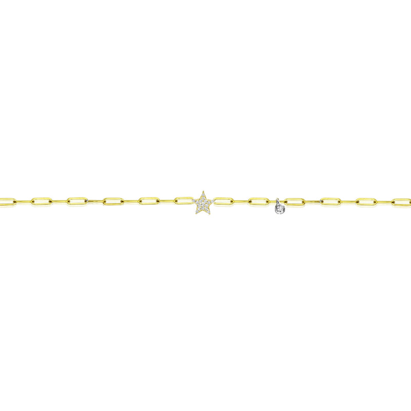 Diamond Star Paperclip Bracelet