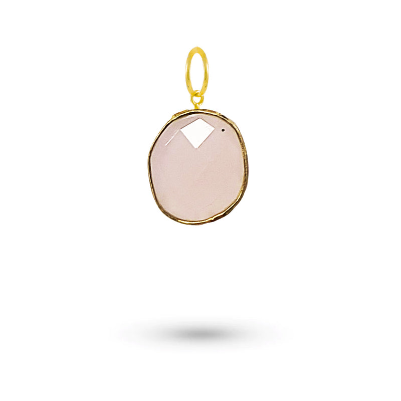Pink Agate and Silver Charm