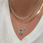 Blue Topaz Colored Pear Shaped Necklace