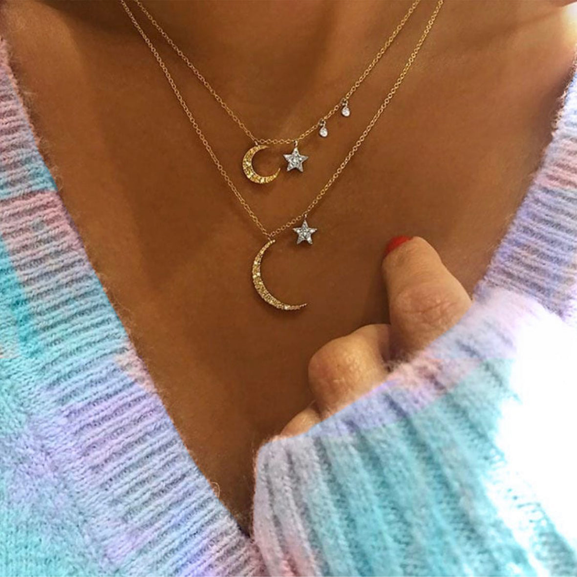 Crescent moon cheap star necklace