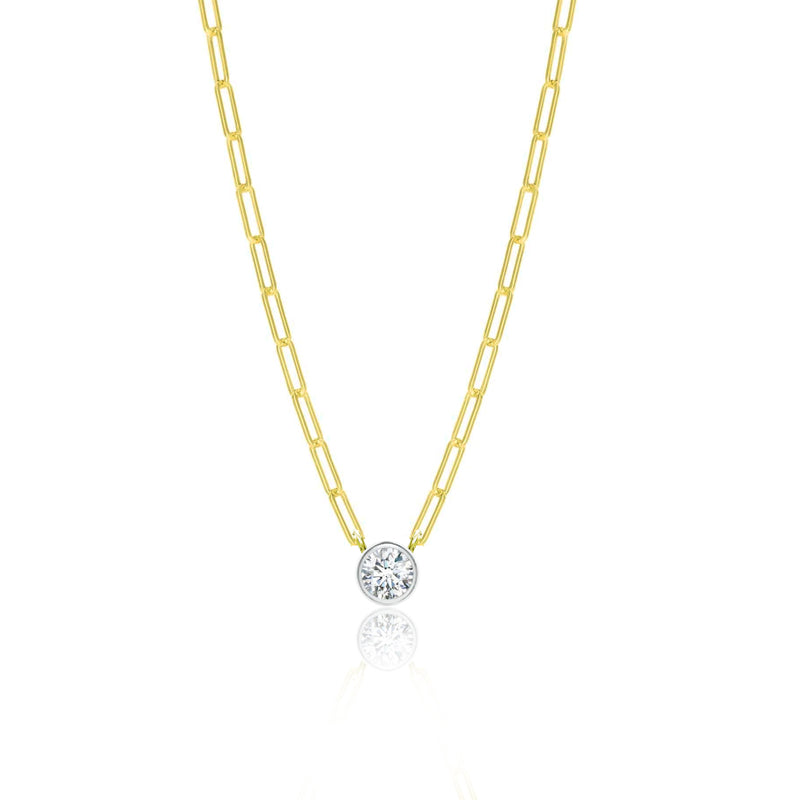 Bezel Set Necklace and Clip in white gold