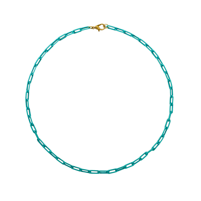 Turquoise Paperclip Chain Necklace