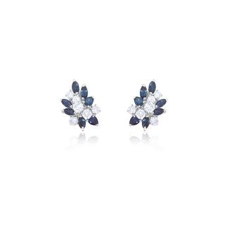 White Gold Diamond and Sapphire Antique Earrings