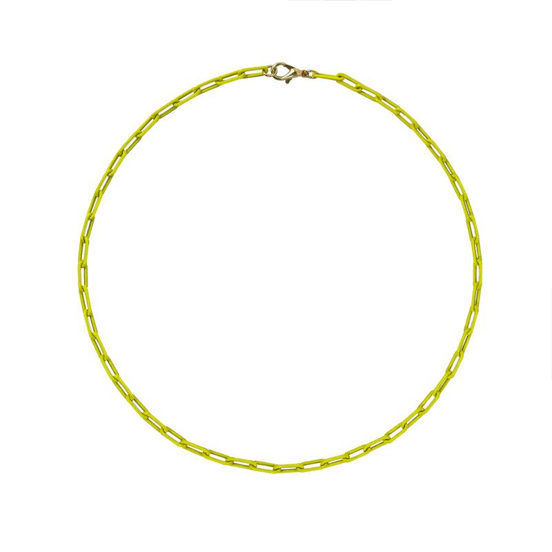 Yellow Paperclip Chain Necklace